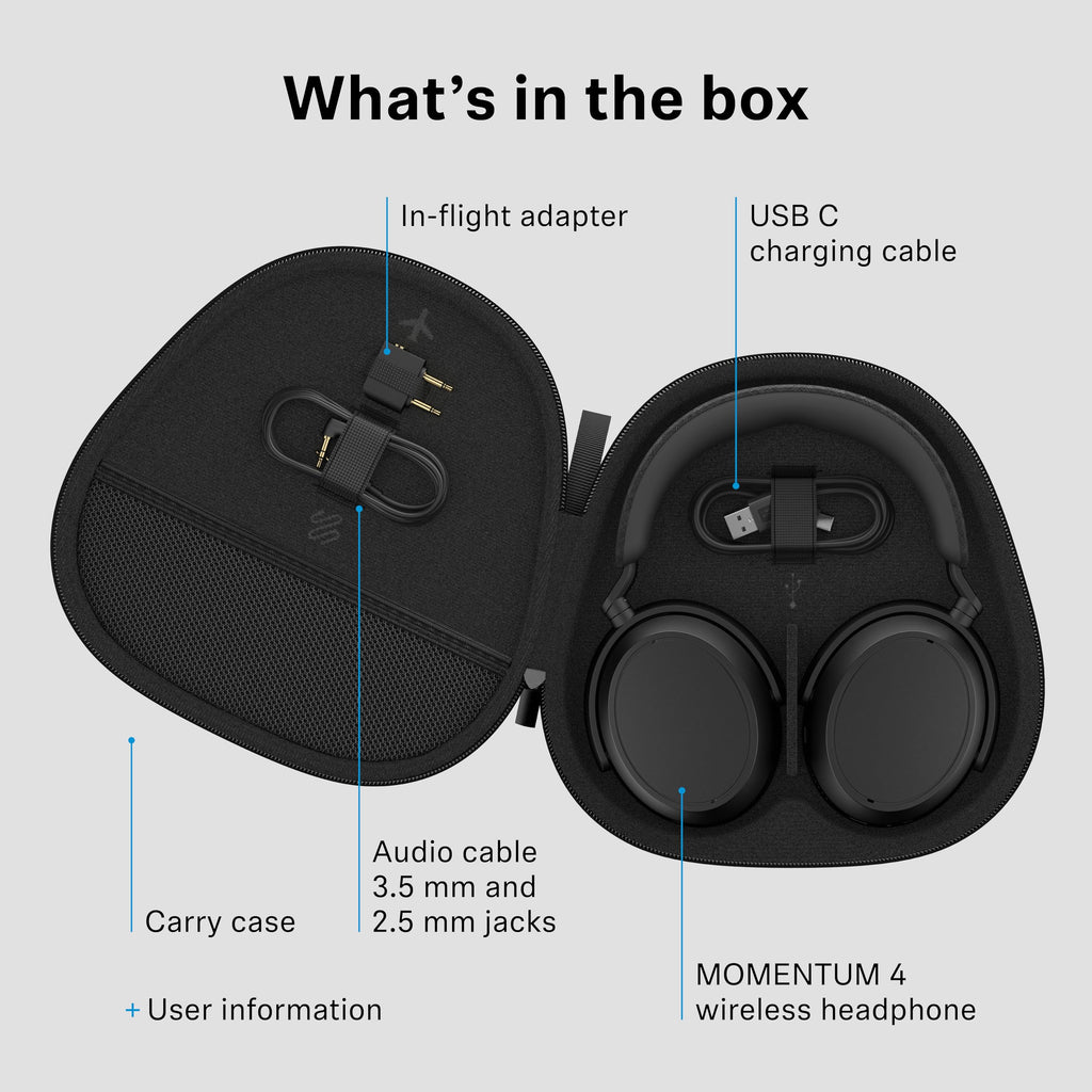 Sennheiser Momentum 4 Wireless Noise Cancelling Headphones, Black