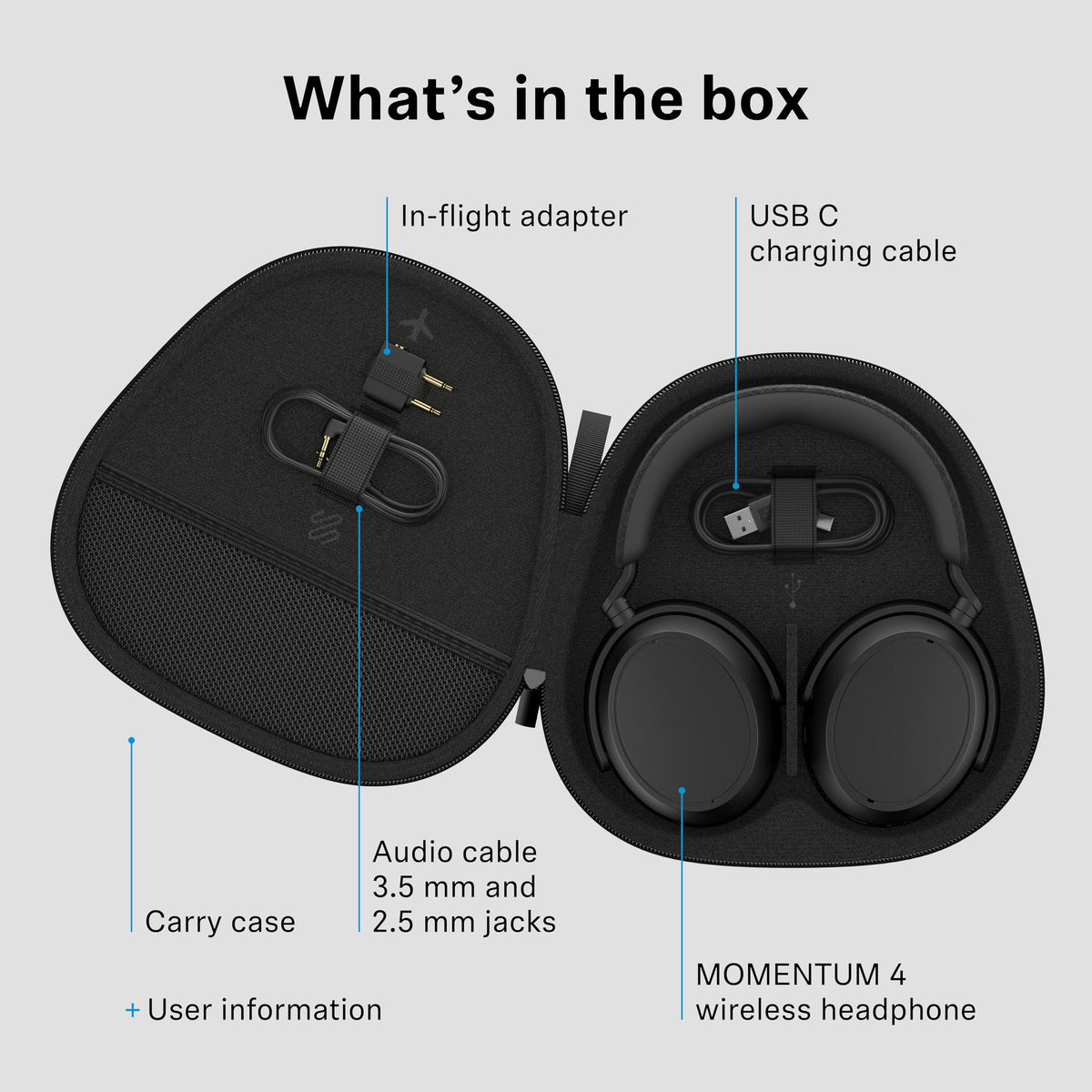 Sennheiser Momentum 4 Wireless Noise Cancelling Headphones, Black