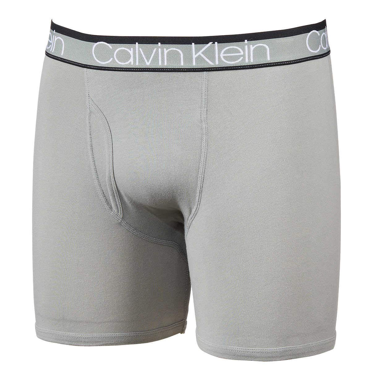 Calvin Klein Men's Cotton Stretch Boxer Briefs, 3-Pack, Black/Mini Logo/Grey, Large