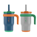 REDUCE Coldee 14 oz Kids Insulated Tumbler with Handle, 2-Pack, Grey/Navy