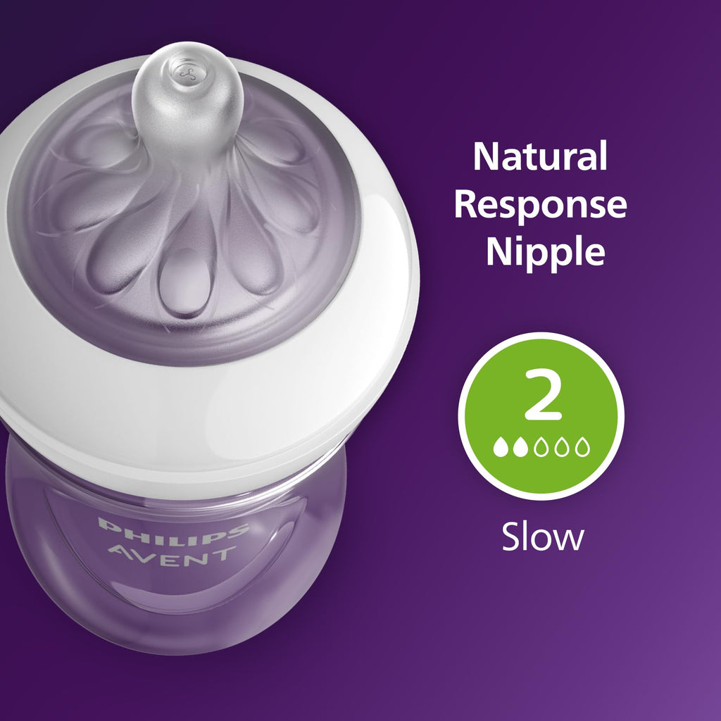 Philips Avent Natural Baby Bottles, 4 oz, 2-Pack, Slow Flow (SCY900/02)