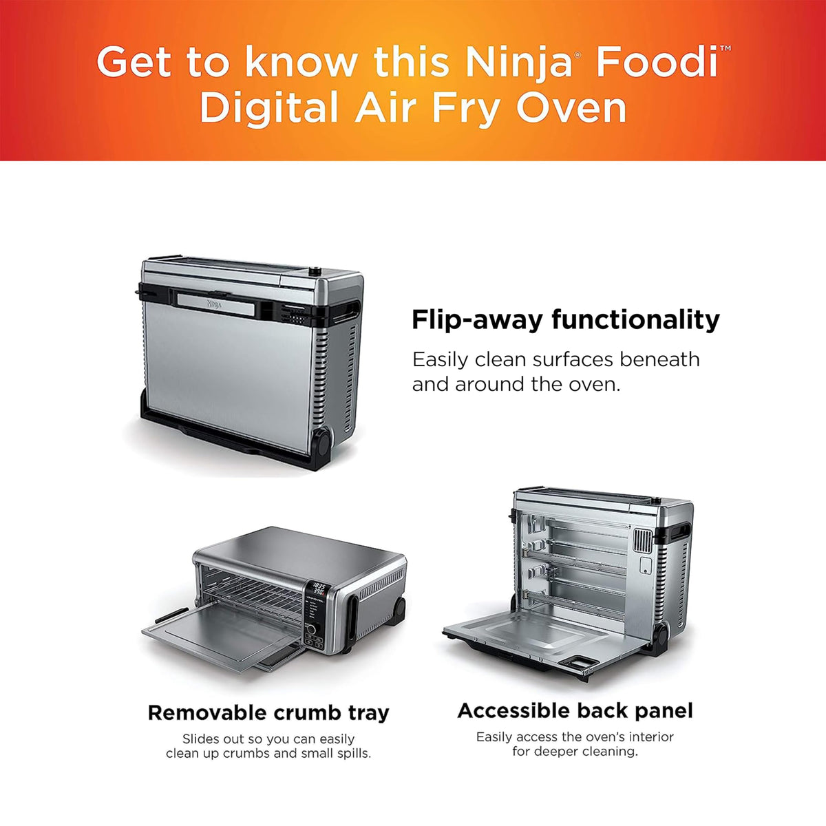 Ninja SP101 Digital Air Fry Countertop Oven, 8-in-1, Flip-Up Storage