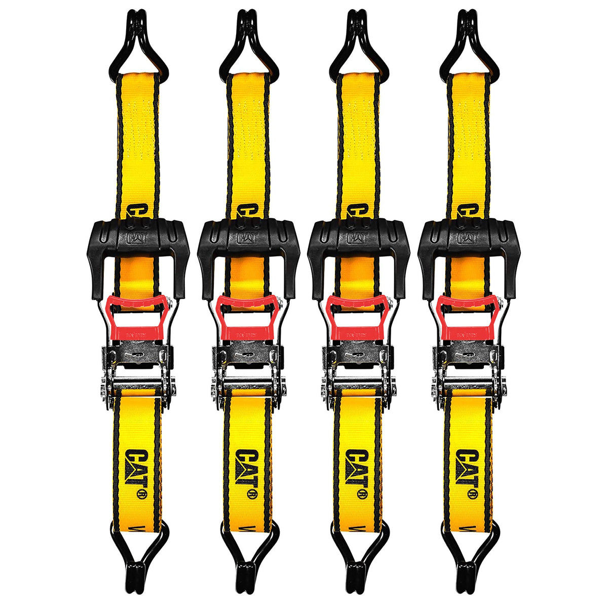 CAT 4-Piece Ratchet Tie-Down Set, 16 ft x 1.5 in, 1,000 lb Working Load