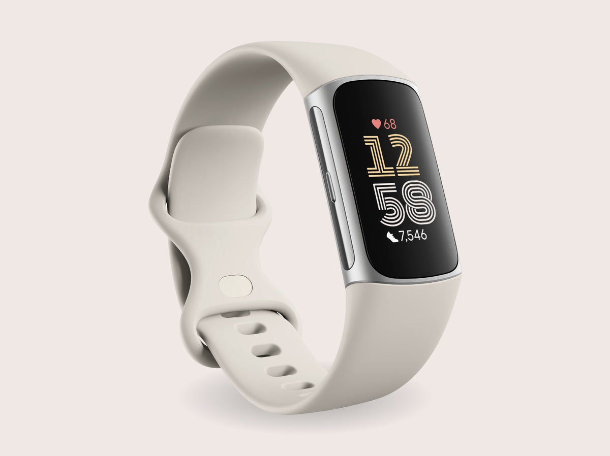 Fitbit Charge 6 Fitness Tracker, Porcelain/Silver